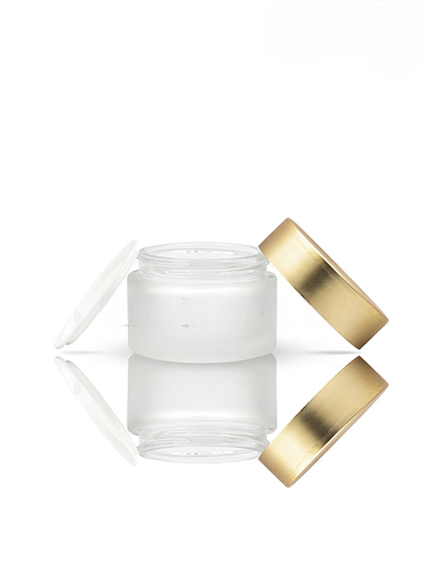 30GM Frosted Glass Jar with Matt Golden Cap with Lid & Wad