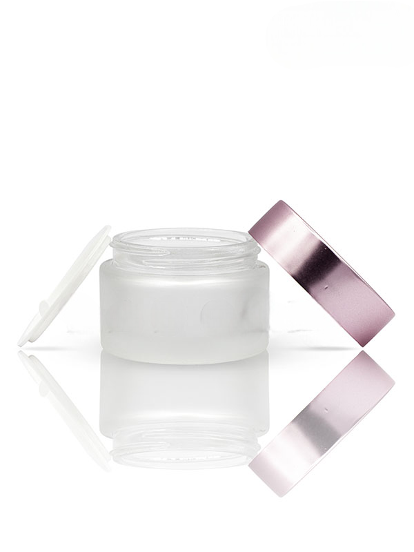 50GM Shine Frosted Glass Jar with Matt Rosegold Cap with Lid & Wad