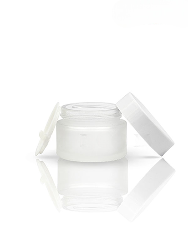 30GM Frosted Glass Jar with White Cap with Lid & Wad
