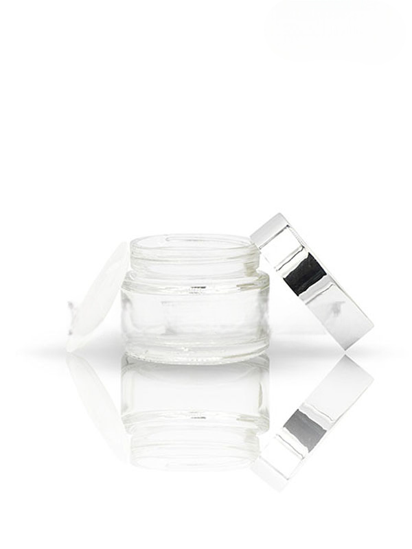 30GM Clear Glass Jar with Shinny Silver Cap with Lid & Wad