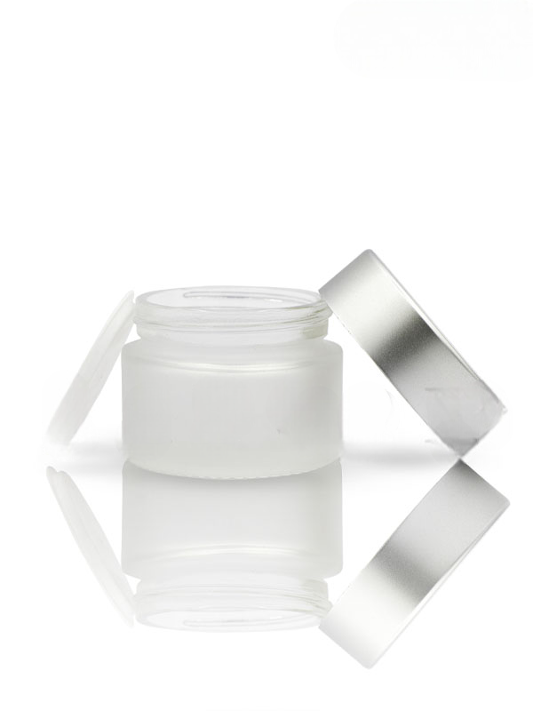50GM Shine Frosted Glass Jar with Matt Silver Cap with Lid