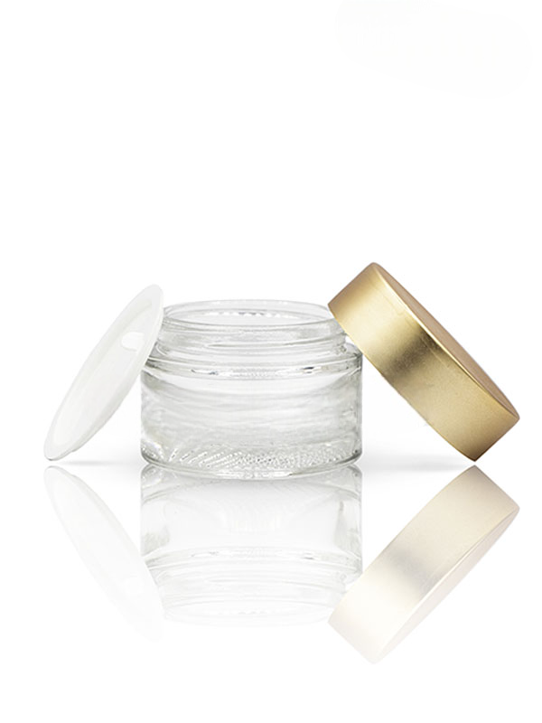 50GM Clear Mesh Jar with Matt Golden Cap with Lid & Wad