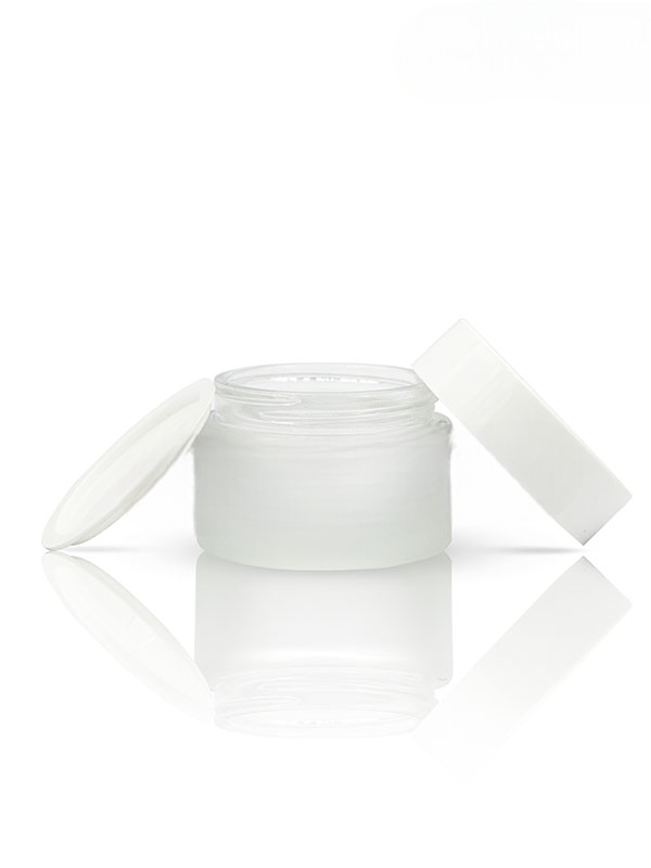 50GM Shine Frosted Glass Jar with White Cap with Lid & Wad