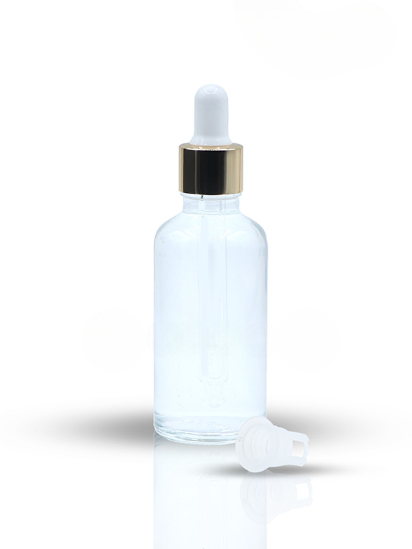 50ML Clear Glass Bottle With Shinny Golden Dropper Set