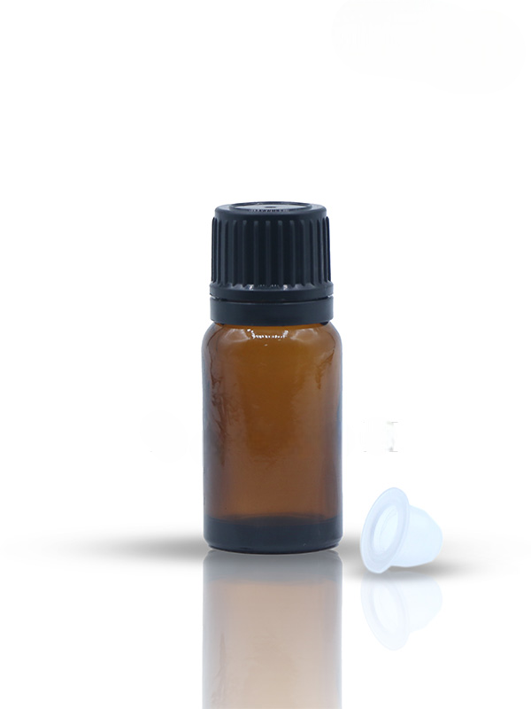 10ML Amber Glass Dropper Bottle with Black Type 1 Cap With Safety Plug