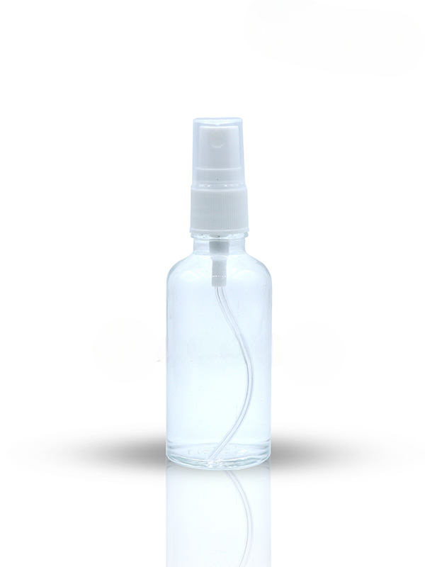 50ML Clear Glass Dropper Bottle with White Mist Spray Pump