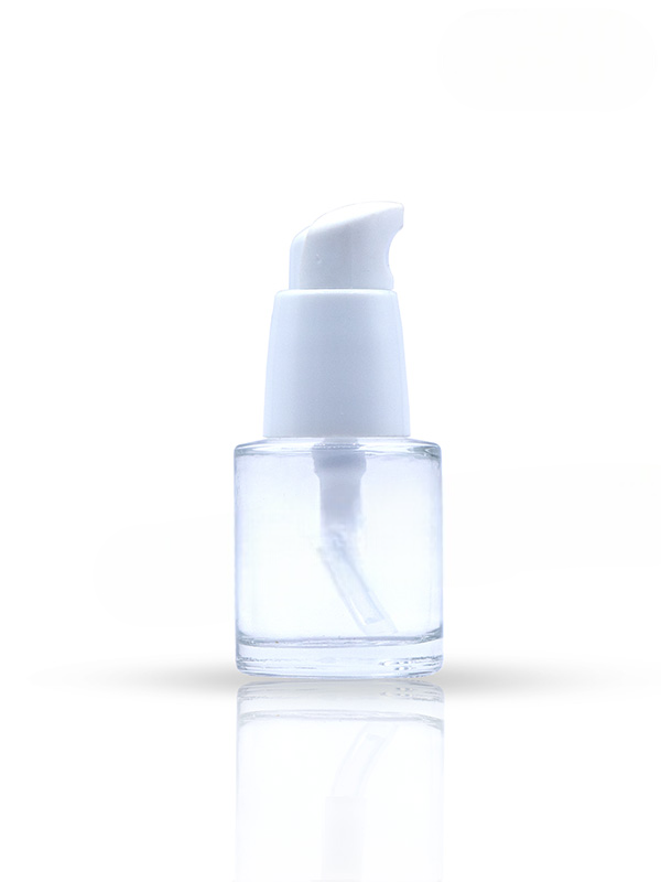 20ML Flat Shoulder Clear Glass Bottles With 20mm White Lotion Pump