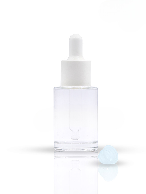 30ML Flat Shoulder Clear Lotion Glass Bottles With White Dropper Set