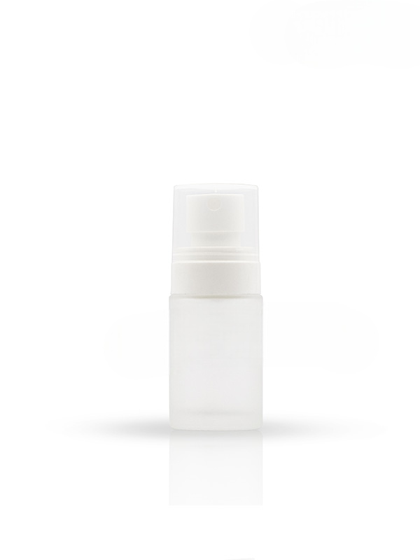 30ML Clear Frosted Glass Bottle with 20mm White Plum Mist Spray Pump With Plastic Over Cap