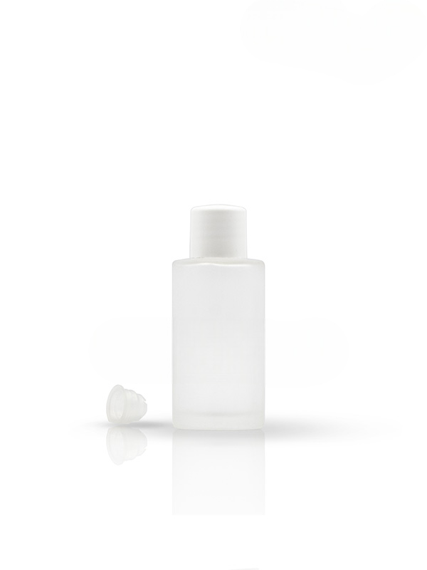 30ML Clear Frosted Glass Bottle with 20mm White Screw Cap With Safety Plug
