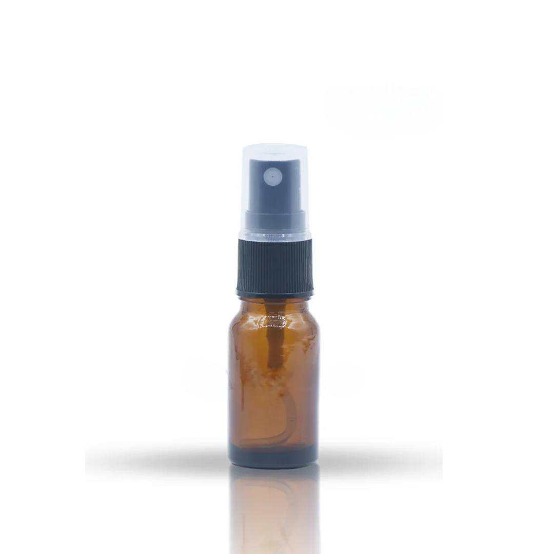 10ML Amber Glass Bottle With 18mm Black Mist Spray