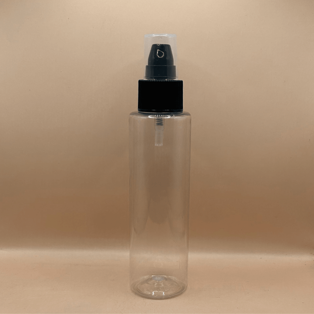 100ML PET Sleek Bottle Clear With 24/410 SPLPAP Pump Ribbed