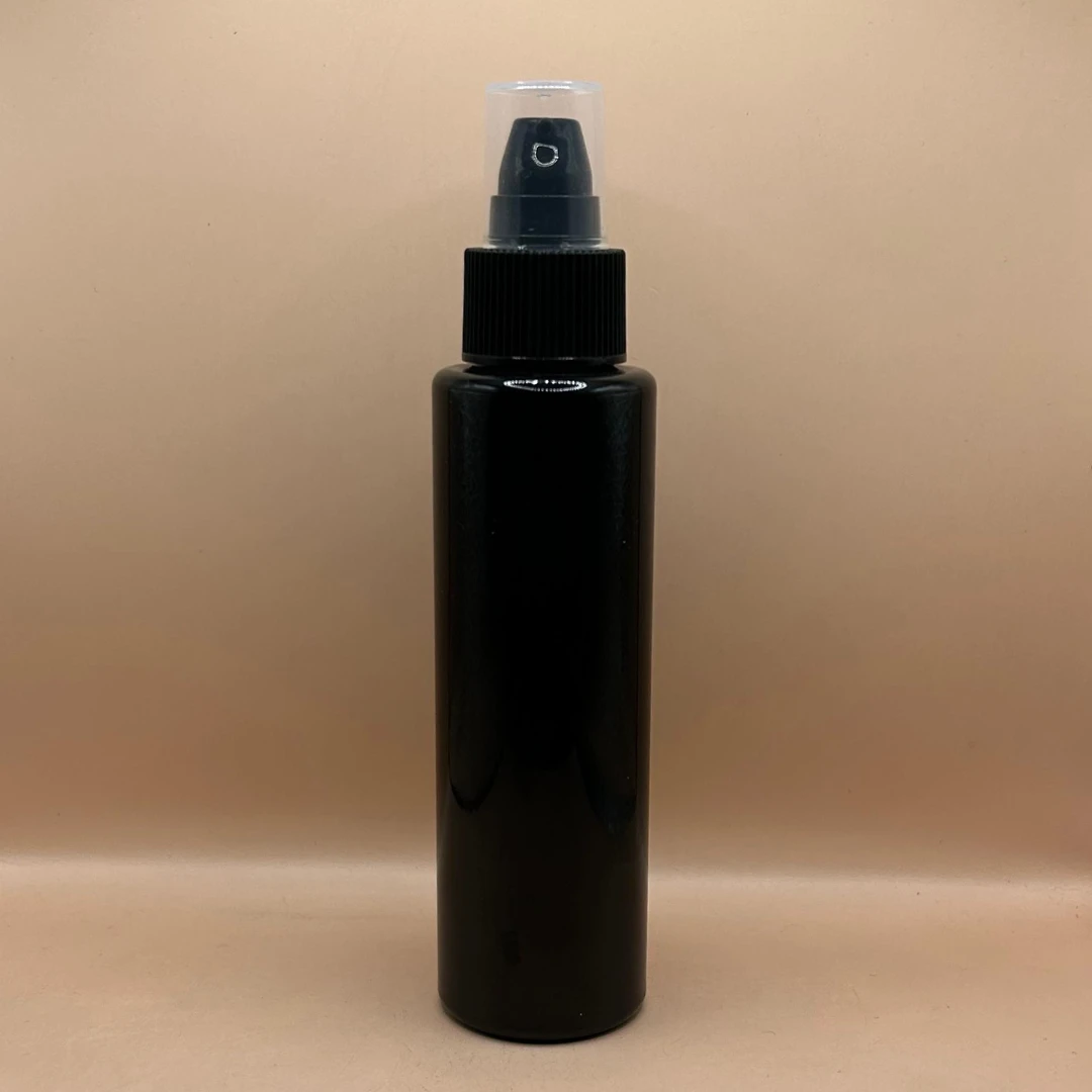 100ML PET Sleek Bottle Black With 24/410 SPLPAP Pump Ribbed