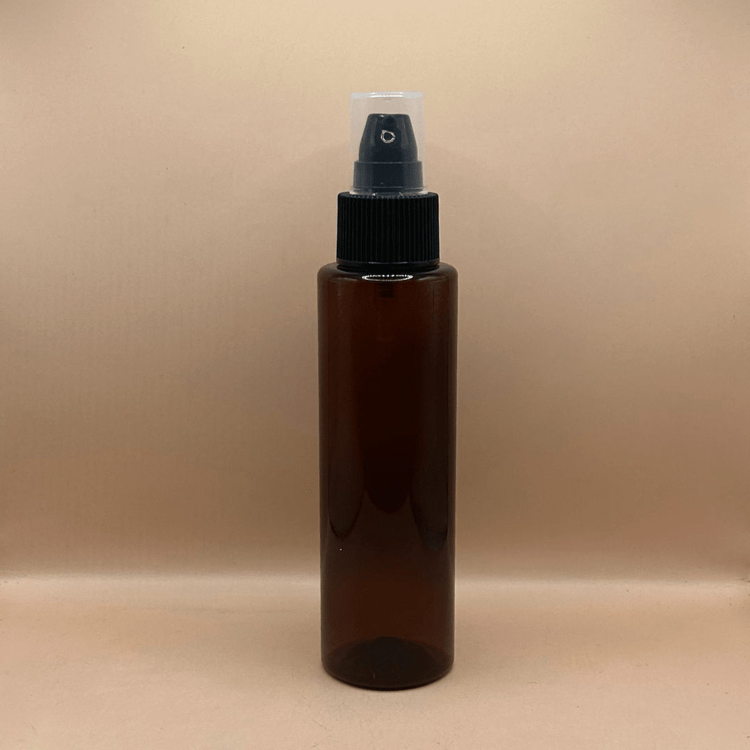 100ML PET Sleek Bottle Amber With 24/410 SPLPAP Pump Ribbed