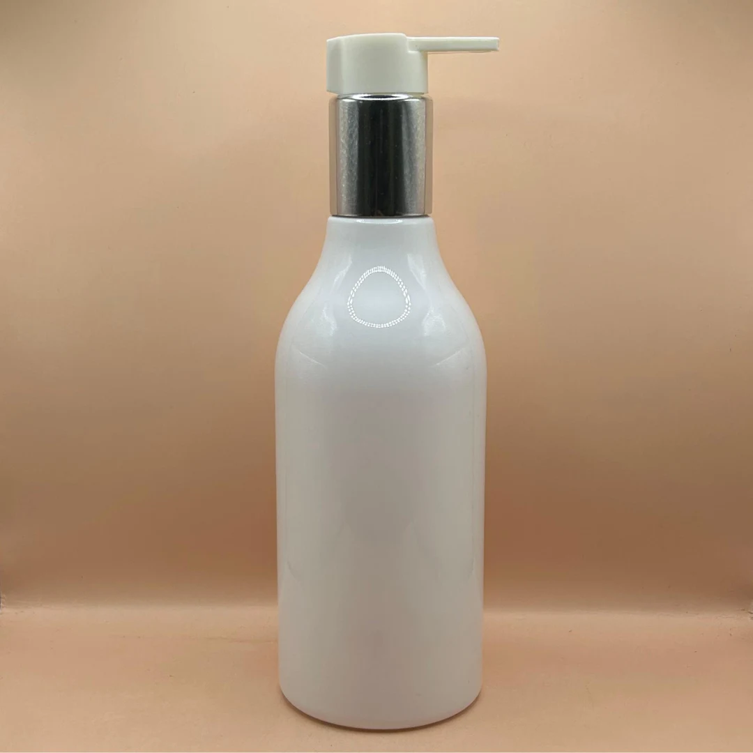 300ML PET Nutri Bottle White with 24/410 Long Beak Pump White With Silver