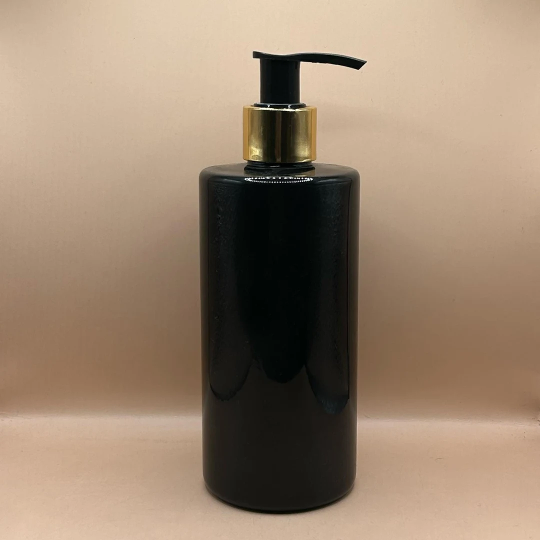 300ML PET Arrow Bottle Black 24/410 L1 Dispenser Pump Black With Golden