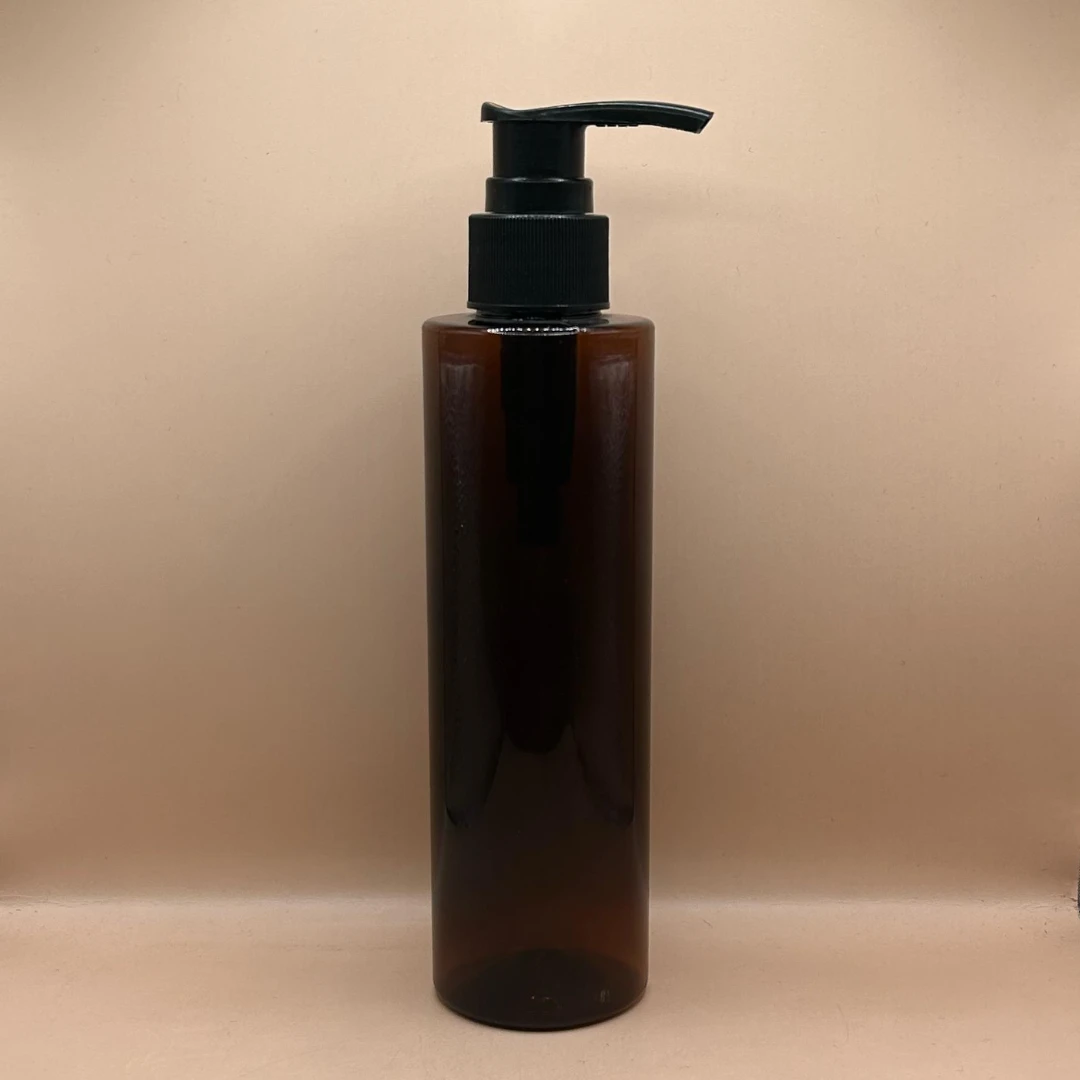 200ML Pet Sleek Bottle Amber With 24/410 L1 Screw Dispenser Pump