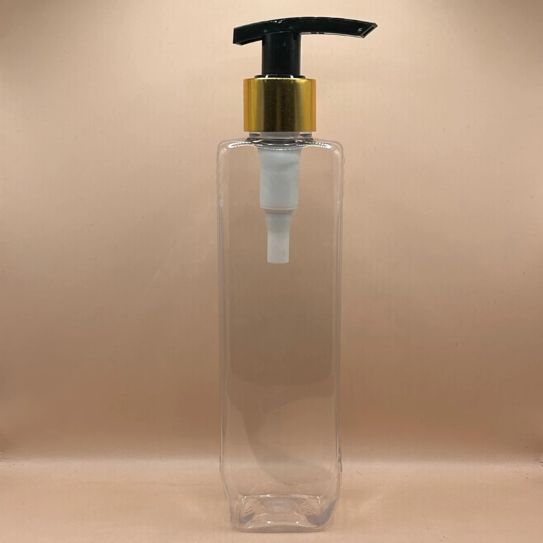 200ML PET Merc Bottle Clear with 24/410 L3 Dispenser Pump Black With Golden