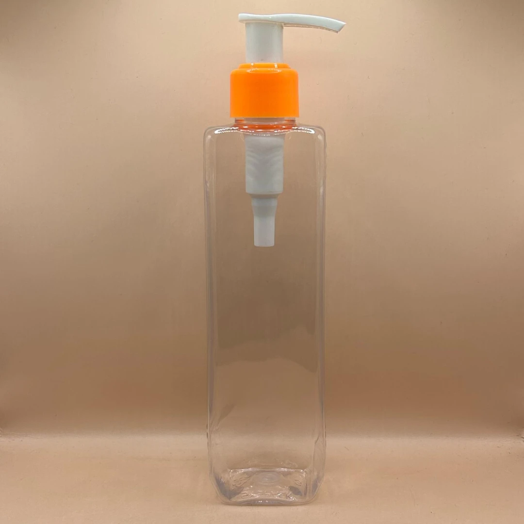 200ML PET Merc Bottle Clear with 24/410 L1 Dispenser Pump White With Orange