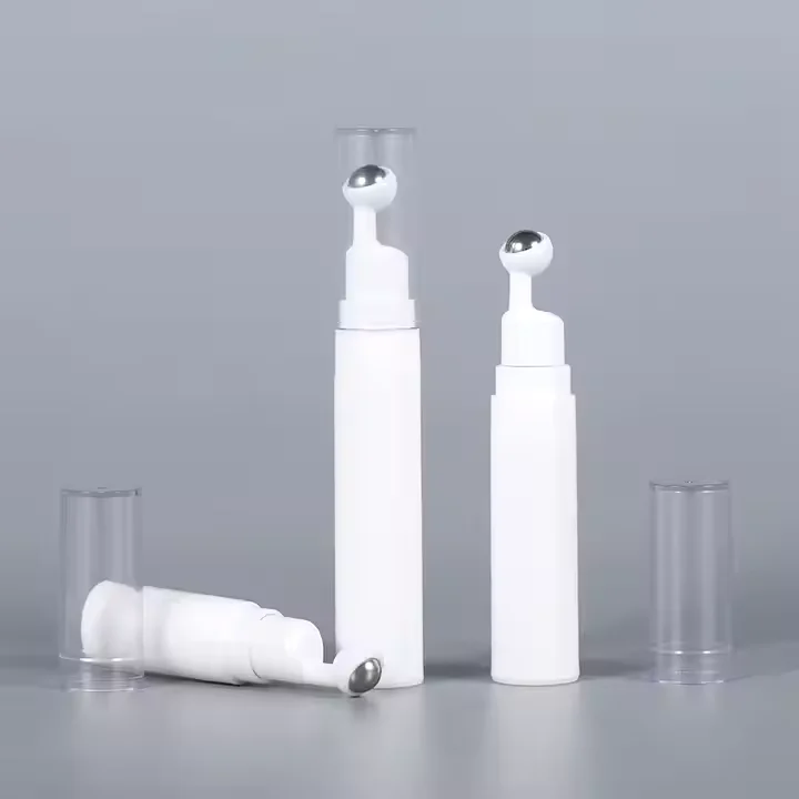 15ML Under Eye Roll-On Bottle White with Clear Cap