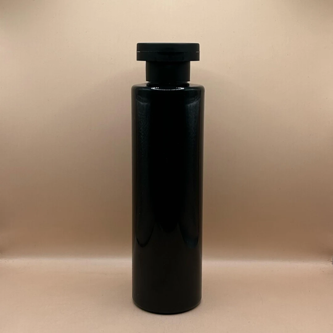200ML Pet Sleek Bottle Black With 24/410 Mushroom Flip-Top Cap
