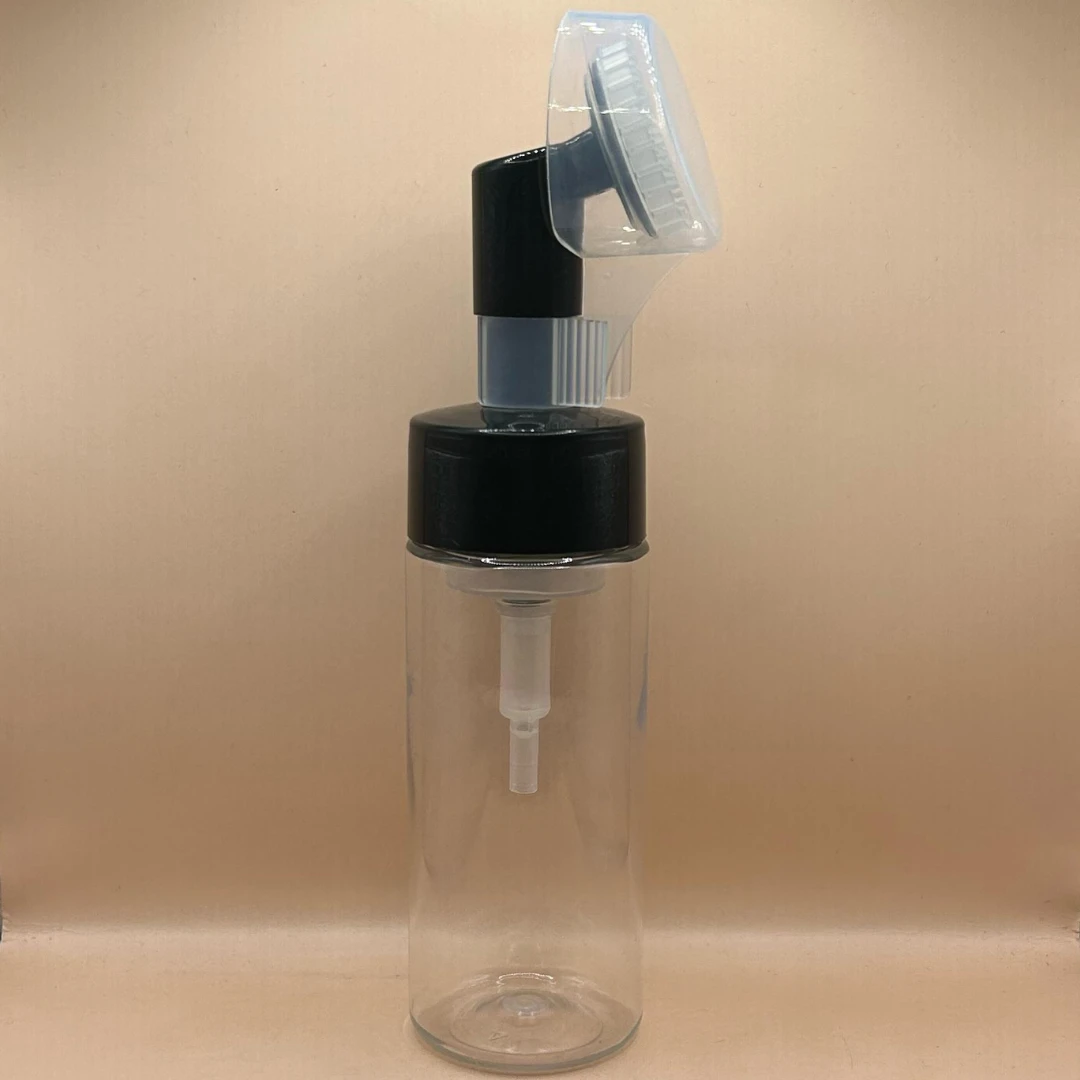 150ML PET Foam Bottle Clear With 42MM Silicon Brush Black