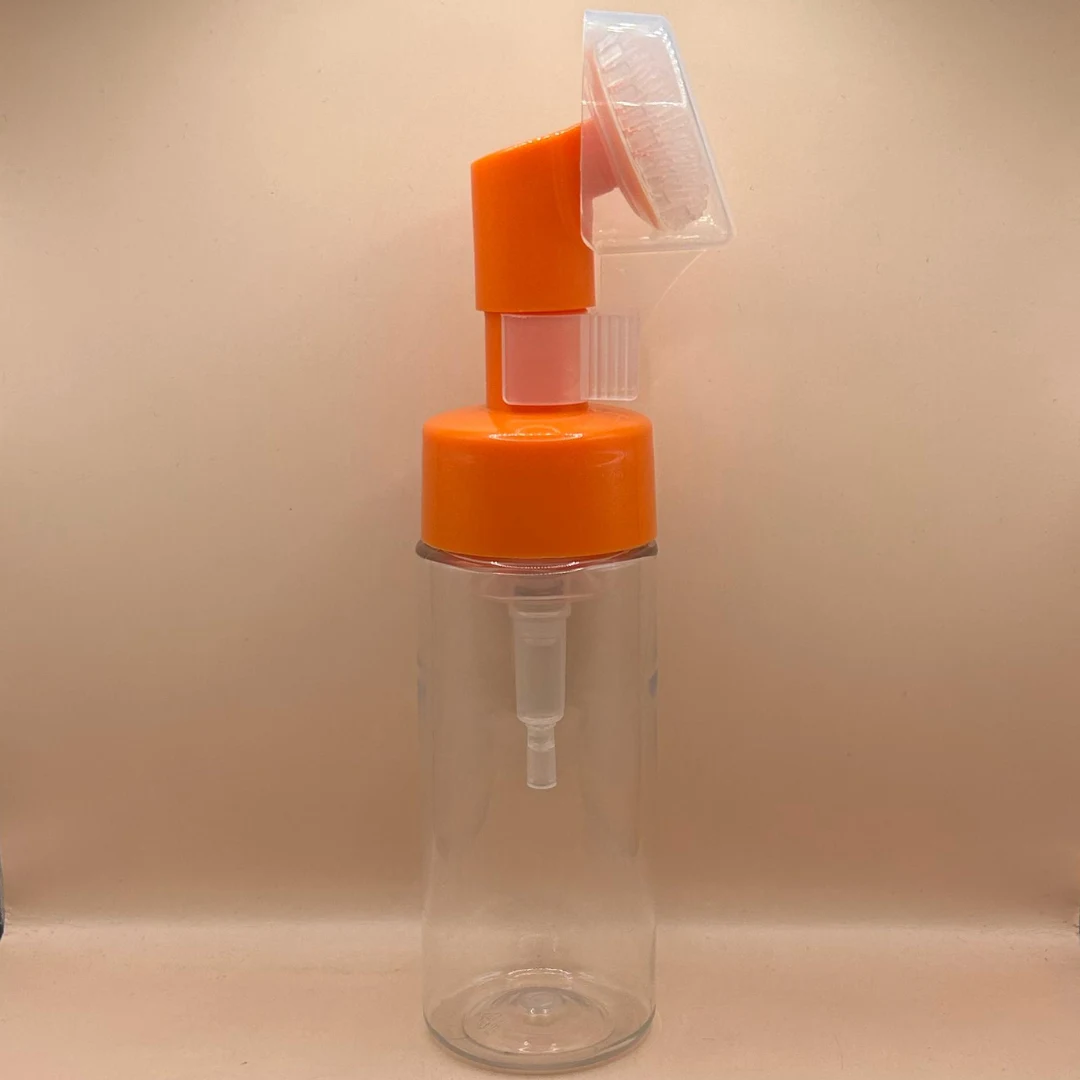 150ML PET Foam Bottle Clear With 42MM Silicon Brush Orange