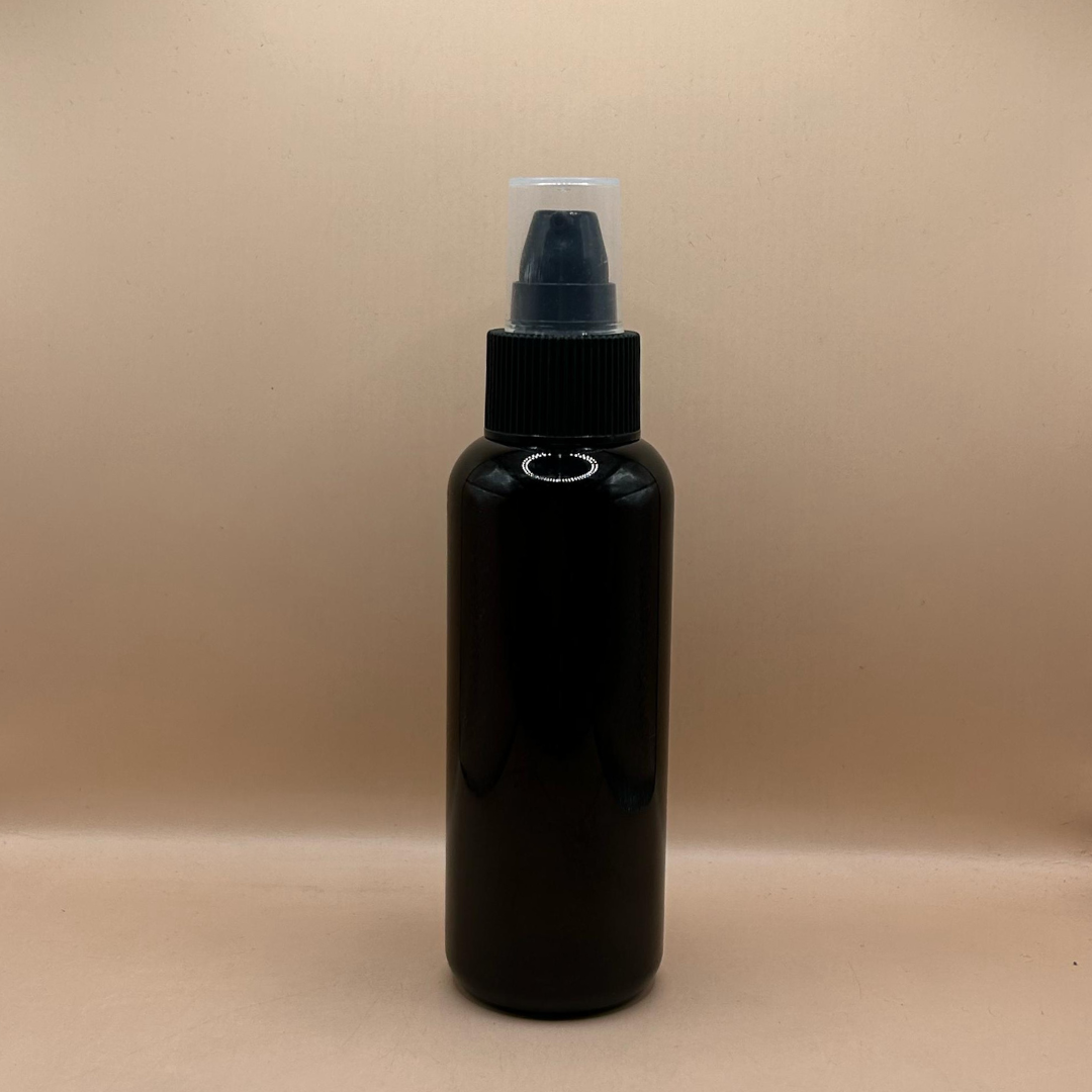 100ML Pet PG Bottle Amber With 24/410 SPLPAP Pump Black