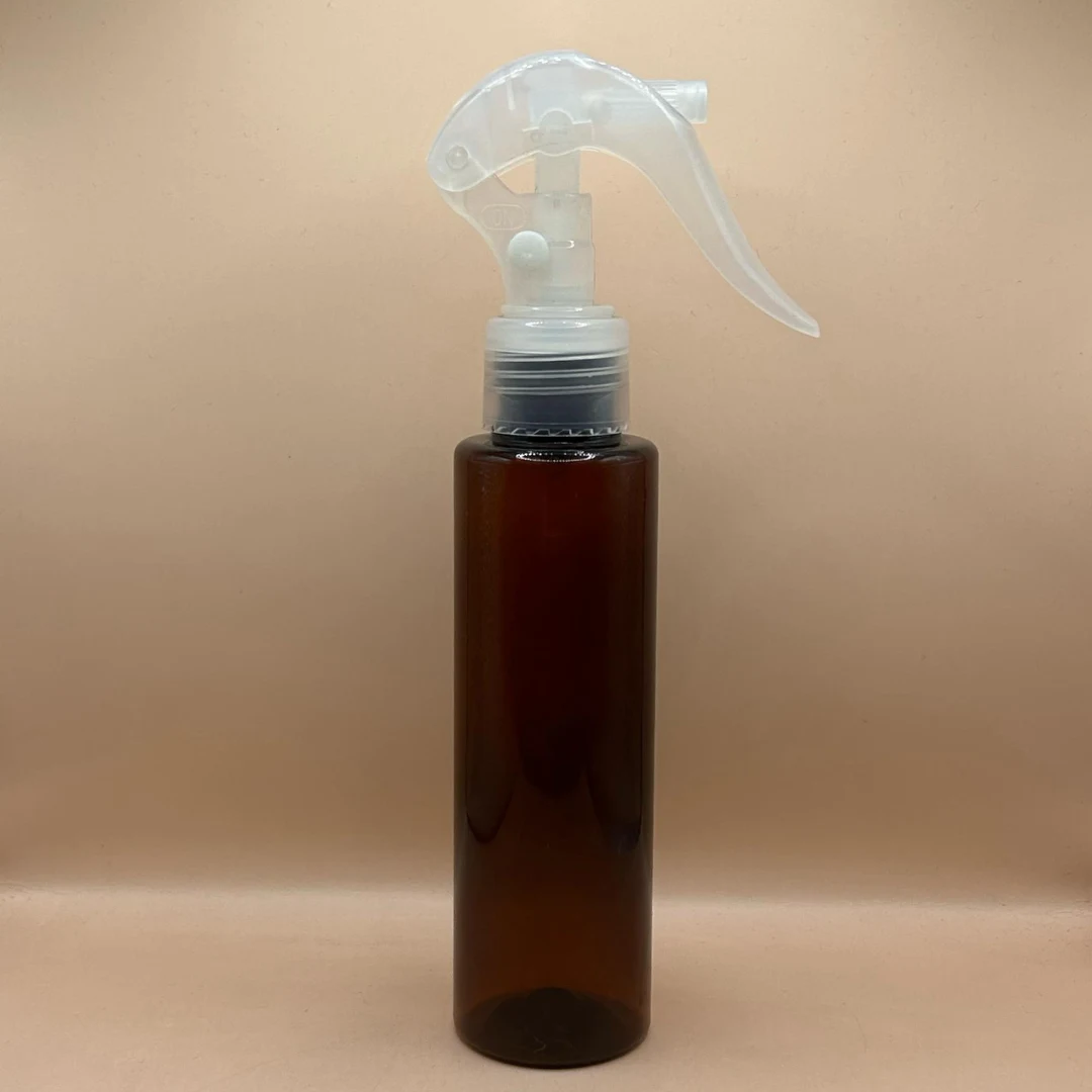 100ML PET Sleek Bottle Amber With 24/410 Trigger Pump Natural