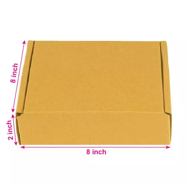 Brown 03ply Flat Corrugated Multipurpose Boxes 8in x 8in x 2in – Strong & Reliable Packaging