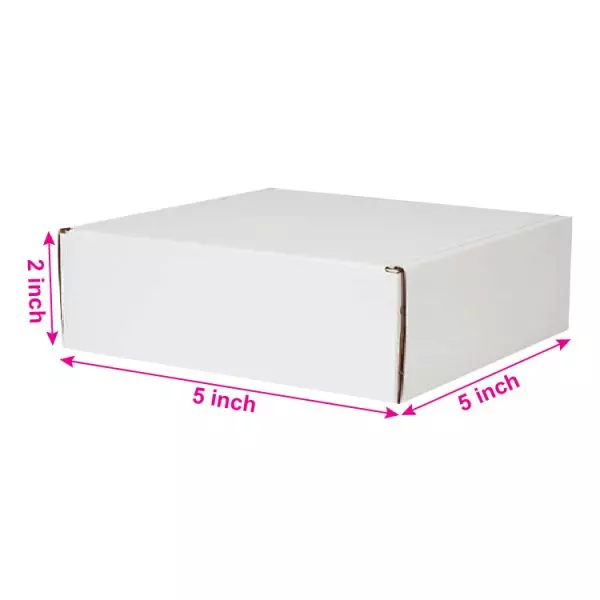 White 03ply Flat Corrugated Multipurpose Boxes 5in x 5in x 2in – Durable Packaging Solution