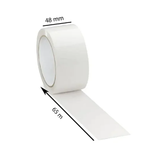 White 40microns Round Self Adhesive Tapes 48mm x 65m Pack of 72 | Strong & Durable Packaging Tape