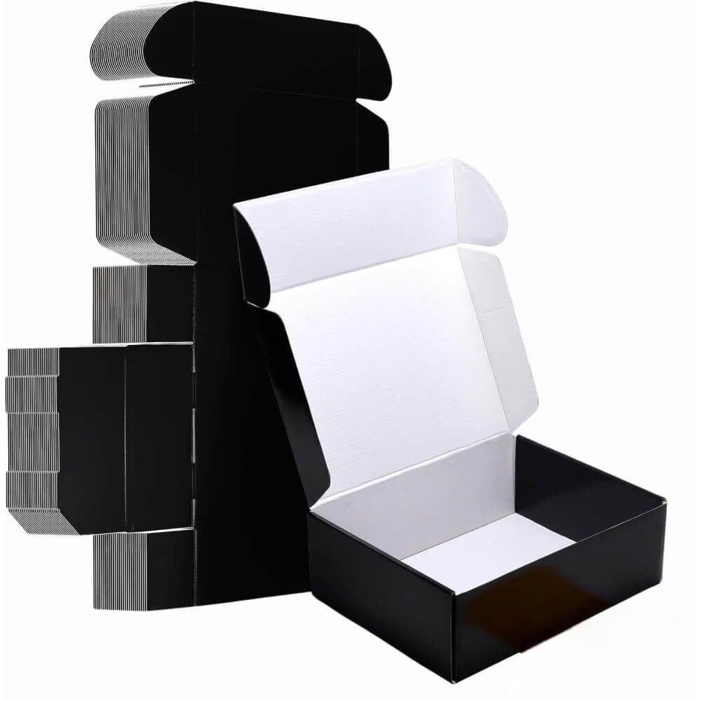Mailer Box (Black + White) 4 x 4 x 1 Inch