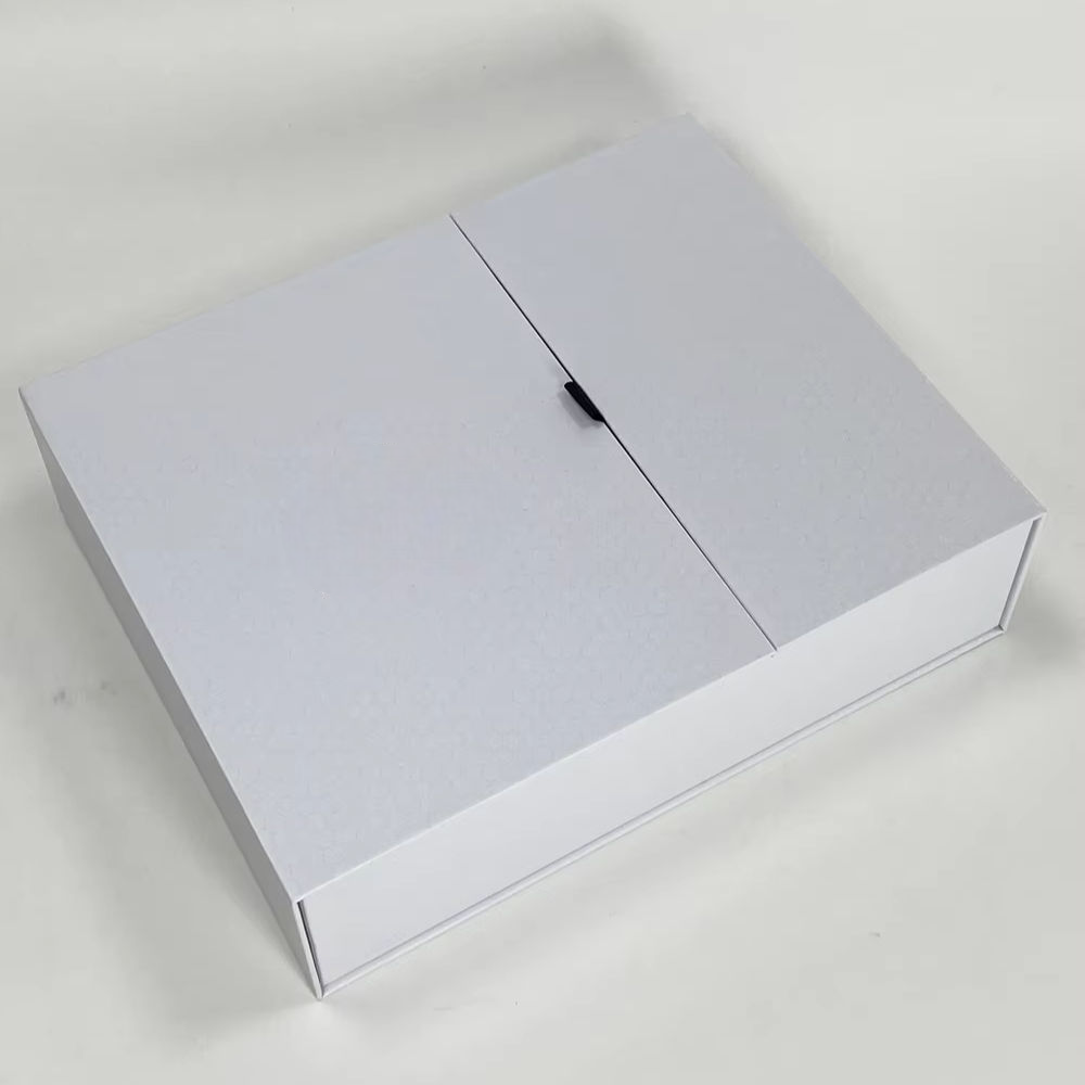 Luxury Custom White Double Door Gift Box Magnetic Two Sides Open with Foam Insert Durable Paper Packaging